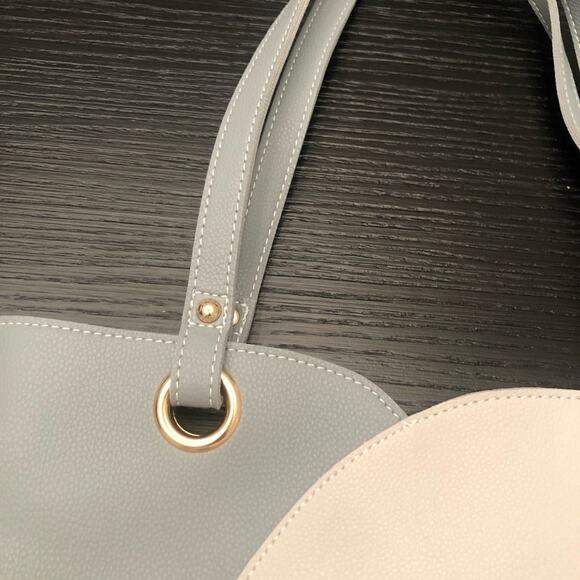 Mellow World Shoulder Satchel - Beautiful Dusty Blue Gray and Cream - Picture 5 of 10